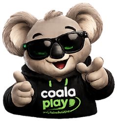 Mascote da Coala Play recomendando o serviço